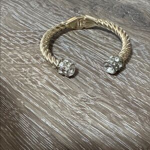 Gold Twisted Bracelet with Crystal Accents